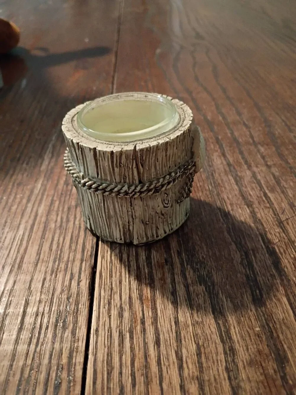 Yankee Candle 2012 Coastal Seashell Faux Wood Votive Candle Holder Grey Cream